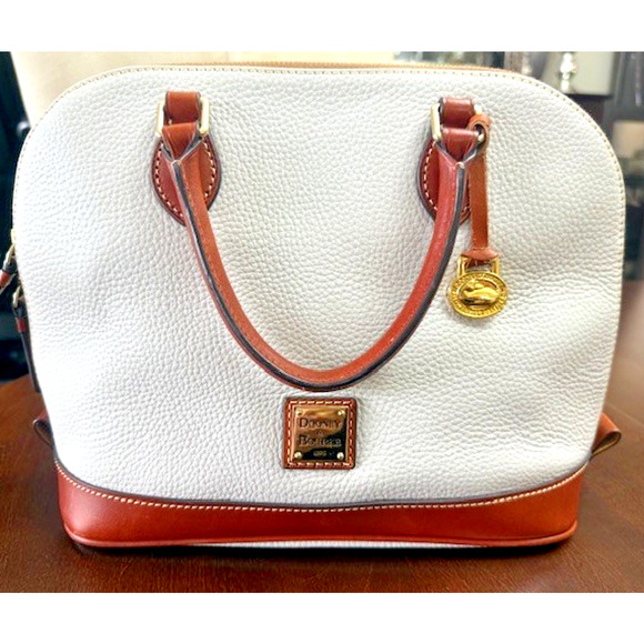 Dooney Bourke Pebbled leather Zip Satchel Bone Oyster? Off White Tag Handbag - Picture 1 of 11